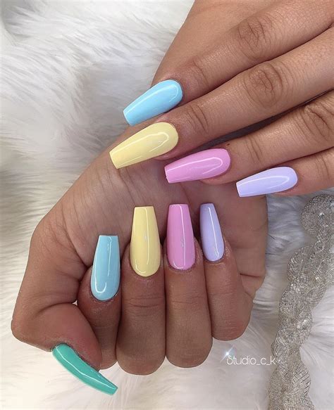 cute pastel nail ideas|pastel color acrylic nails.